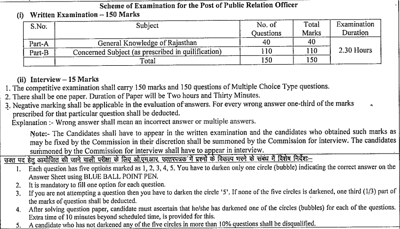 rpsc-public-relation-officer-2024-exam-pattern